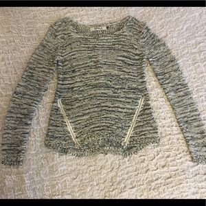 Scoop neck sweater with zipper accent